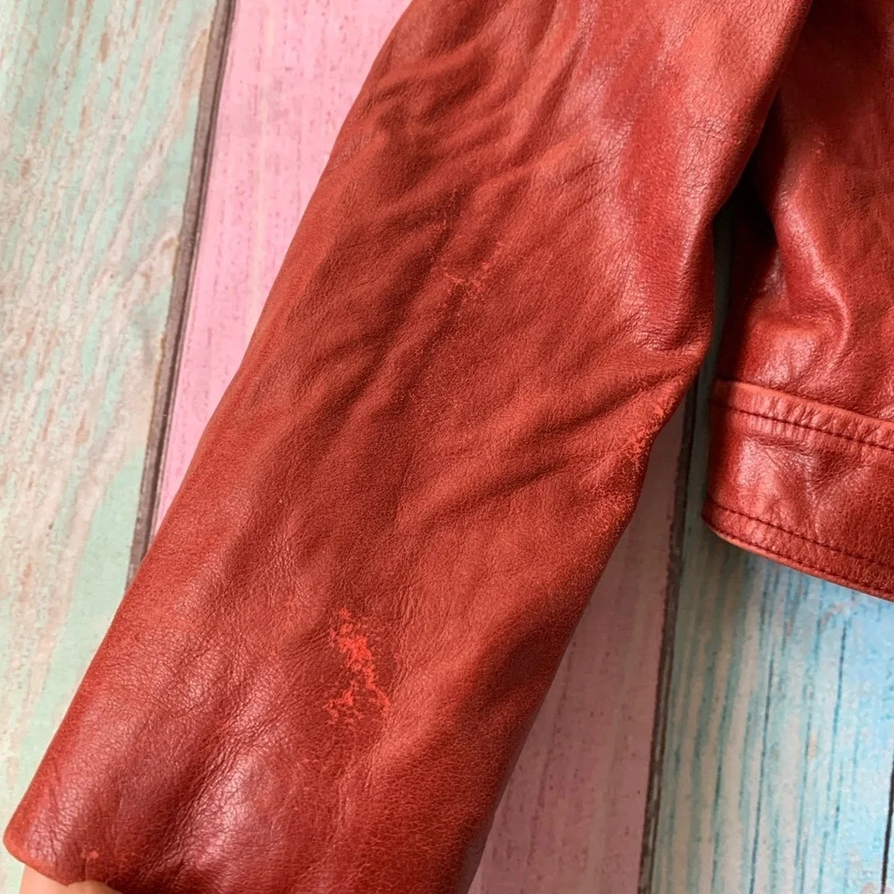 Tommy Hilfiger Girls' Red Jean-Style Leather Jacket